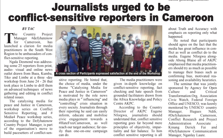 The Sun: Journalists Urged to be Conflict-Sensitive Reporters in Cameroon (Page 5)