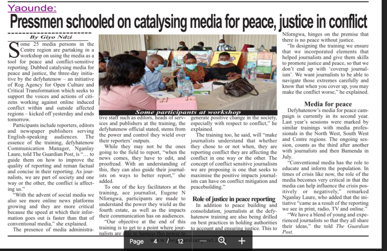 The Guardian Post: Pressmen Schooled on Catalysing Media for Peace, Justice in Conflict