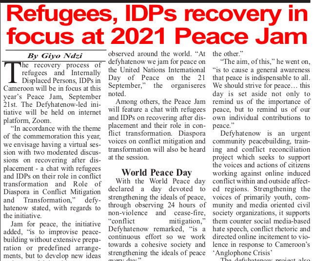 The Guardian Post: Refugees, IDPs recovery in Focus at 2021 Peacejam (Page 7)