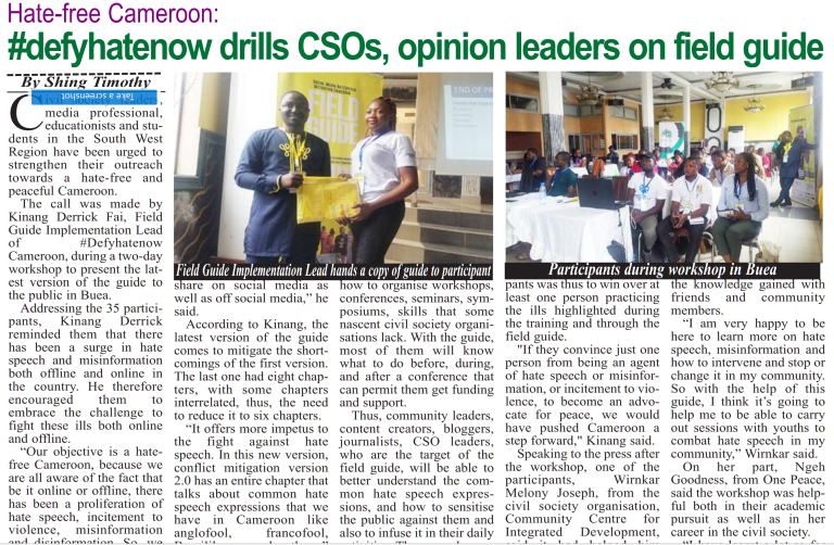 The Guardian Post daily: #defyhatenow drills CSOs, opinion leaders on field guide