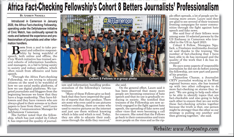 The Post Newspaper:  Africa Fachecking Fellowship Cohort 8 Betters Journalists’ Professionalism